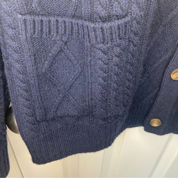 Peter Millar Fisherman’s Cable Shawl Collar CardiganNavy Cashmere Wool Yak Sz L - Picture 5 of 11
